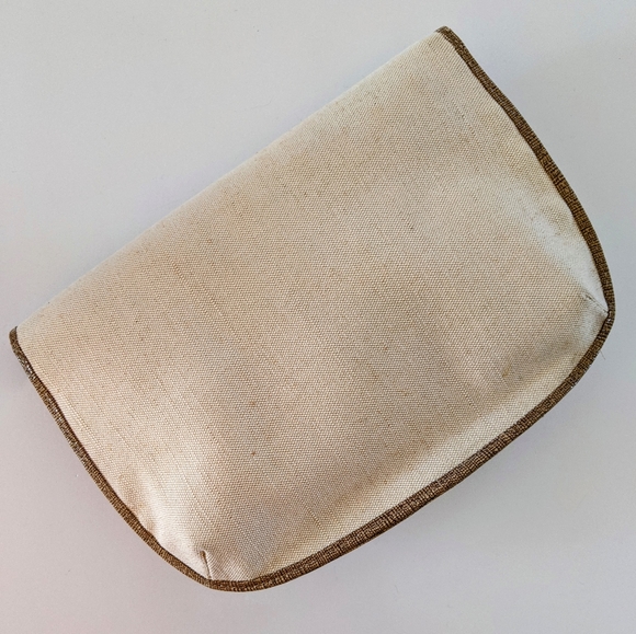 Rare Lauren Merkin Canvas & Snakeskin Envelope Clutch w/Wrist Strap - Picture 6 of 7